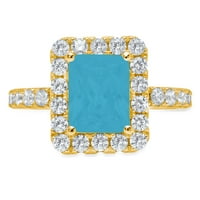 Dijamantni smaragdni rez od 3 karata imitacija tirkiznog žutog zlata od 14 karata s umetcima prsten od 9 karata