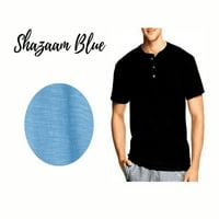 Hanes majice muške baštine obojene kratke rukave Henley Tee-Shazaam Blue- 2xl
