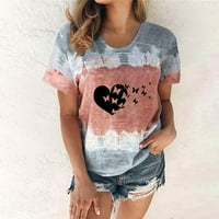 Ženske majice s printom srca i leptira, grafička bluza, majica kratkih rukava, majice s okruglim vratom, rasprodaja,
