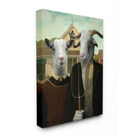 Stupell Industries American Gothic Gothic Parody Country Farm Animal Canvas Zidni umjetnički dizajn Philippea