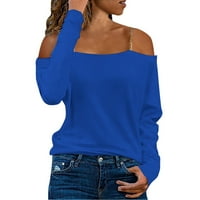 Ženske jesenske zimske majice dugih rukava jesenska labava ležerna majica bluza košulje plava