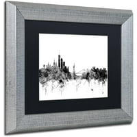 Zaštitni znak likovne umjetnosti New York Skyline B&W Canvas Art by Michael Tompsett, Black Matte, Silver Frame
