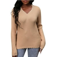 Rasprodaja na rasprodaji, Ženska ležerna seksi modna jednobojna pulover bluza s izrezom i volanima u obliku slova
