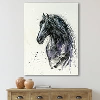 DesignArt 'Izbliza od frizijskog konja s platnu dugih manesa na platnu zidne umjetničke otiske