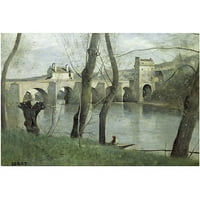 Zaštitni znak likovna umjetnost Most Mantes Canvas Art by Jean Baptiste Corot