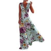 Trendovi Rasprodaje ženskih haljina ležerna ljetna haljina Bez rukava s izrezom u obliku slova U I printom Ženska
