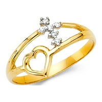 Nakit 14k žuto zlato, kubični cirkonij, modni prsten za obljetnicu, veličina 5,5
