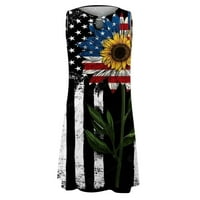 Ženske haljine za plažu 4. srpnja Američka zastava Kip slobode Okrugli vrat asimetrični rub Midi haljina bez rukava