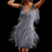 Ženska mini haljina u obliku šljokica u obliku šljokica u obliku šljokica Bez rukava seksi jednobojna prikladna