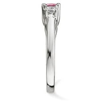 Pamelin zaručnički prsten od čistog bijelog zlata od 10 karata s prozirnim i ružičastim kubičnim cirkonijem i