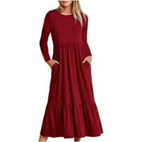 + ženske zimske Ležerne haljine Plus size rasprodaja ženska ležerna široka haljina dugih rukava jednobojna klasična