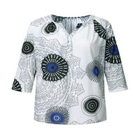 Ženske majice s rukavima s printom Henlee, bluza s bočnim prorezom, ležerna labava majica s majicom do 5 inča