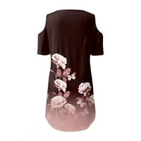 HHEI_K Ladies čipka za šivanje v vrata haljina bez naramenica retro gradijent cvjetni print ljetni tiskana suknja