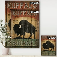 Designart Vintage Buffalo Whiskey Wildlife Print na umjetničkom tisku prirodnog borovog drveta, 36 46