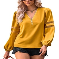 Bomotoo Žene casual tunične košulje Elegantne košulje dugih rukava djeluju labava boja bluza bluza xl