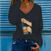 Ženska majica Plus Size, modna tunika s izrezom i dugim rukavima u obliku slova u, svečana bluza s grafičkim printom,