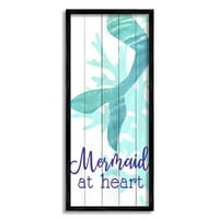Stupell Industries Mermaid u srcu rekavši kaligrafiju tirkiznog repa 24, dizajn Kim Allen
