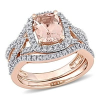 Miabella Women's 1- ct. Morganite & Ct. Diamond 10kt ruža zlato za vjenčanje i zaručnički prsten set