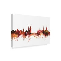 Zaštitni znak likovna umjetnost 'Zurich Švicarska Skyline Red' platno umjetnost Michaela Tompsetta