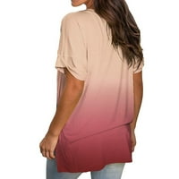 Ženski modni povremeni gradijent s V-izrezom kratki rukavi labave majice vrhovi