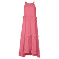 Ljetna haljina za zazor za uštedu miarhb dame dugo s velikim ljuljanjem ružičaste s