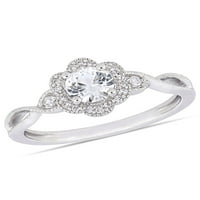 Prsten s cvjetnim uzorkom od srebra s bijelim сапфиром i dijamantom u karatima T. G. W., stvorena tvrtka Carat