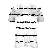 Majice za žene u stilu A-liste-svježe nabavljeni Modni vrhovi s izrezom u obliku slova A i kratkim rukavima, ležerni