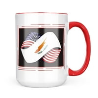 Šalica s neonskim zastavama prijateljstva SAD-a i Cipra kao poklon ljubiteljima kave i čaja