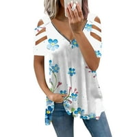 Ženska modna ležerna majica s patentnim zatvaračem u obliku slova U u obliku slova U s otvorenim ramenima s kratkim
