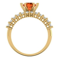 1. dijamant okruglog reza s imitacijom ružičastog turmalina u žutom zlatu od 18 karata s naglascima vjenčani set