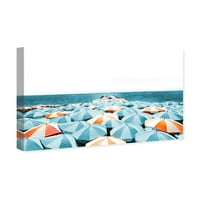 Wynwood Studio Nautical and Coastal Wall Art Canvas Otisci 'Cote d'Azur Beach kišobrani Aqua' Obalni - plava,