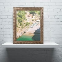 Zaštitni znak likovna umjetnost 'Amalfi Coast Fishing Village Art Art Ariane Moshayedi, zlatni ukrašeni okvir