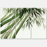 DesignArt 'drevni tamnozeleni bambus' tradicionalni platno zidni umjetnički tisak