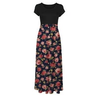 Ženske haljine kratkih rukava s okruglim vratom ljetna Maksi haljina s cvjetnim printom plisirana haljina A kroja