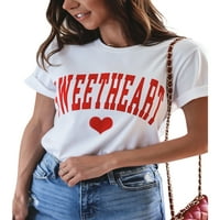 Binwwede ženske majice Srčane slovo Print Dizajn kratkih rukava okrugli vrat Ljetni prozračni jednostavni vrhovi