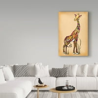 Zaštitni znak likovna umjetnost 'Slikanje žirafa' platno umjetnost Green Girl Canvas